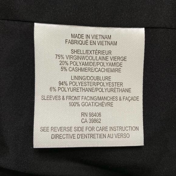 Theory Naomo Goat Leather-Sleeve Cashmere Virgin Wool Jacket Coat Grey Size P/S - Picture 7 of 7